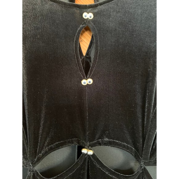 Vintage 80s/90s Velvet Cold Shoulder Maxi Dress - Picture 7 of 8